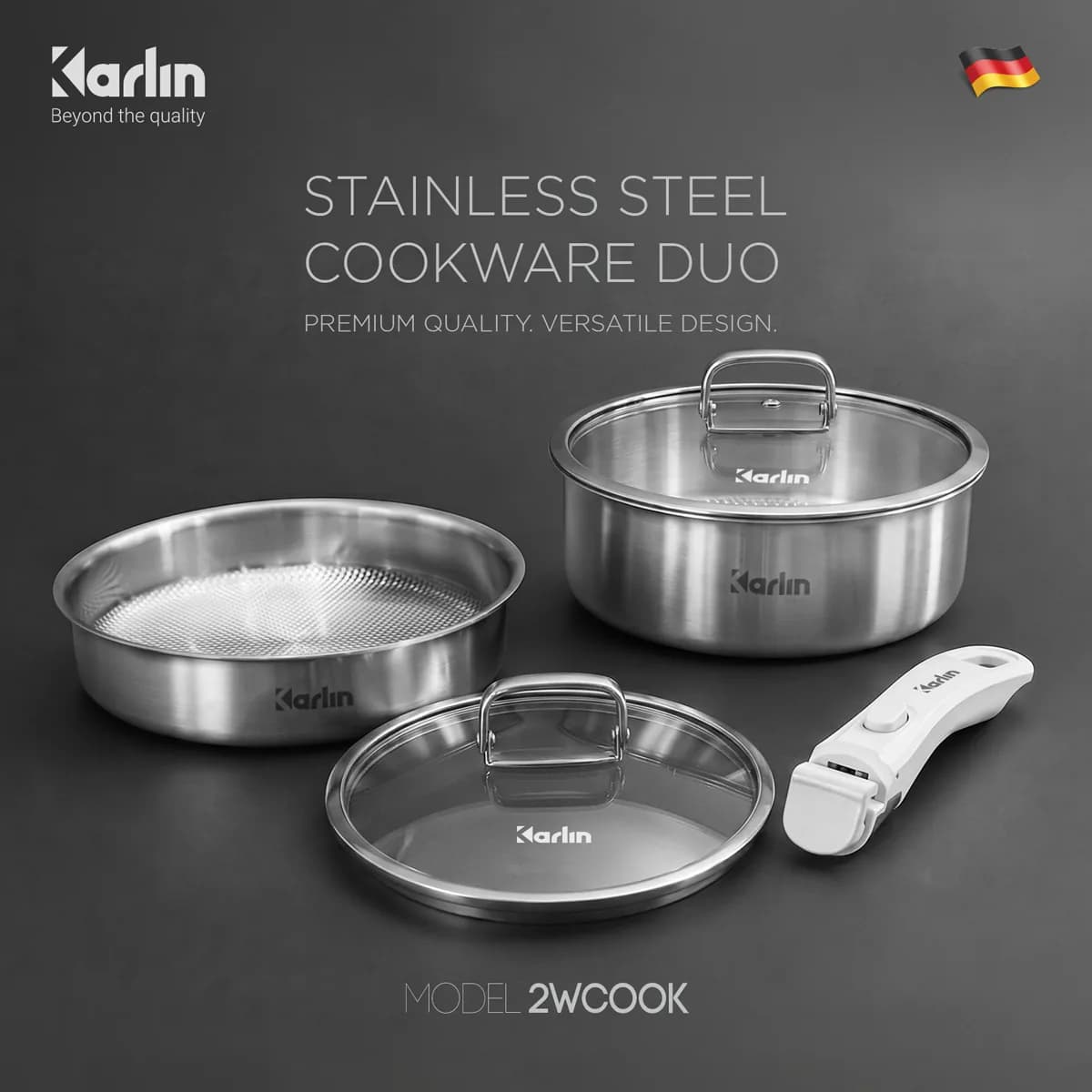 Bộ Nồi Chảo Inox 316 - đáy 5 lớp - Karlin 2WCOOK