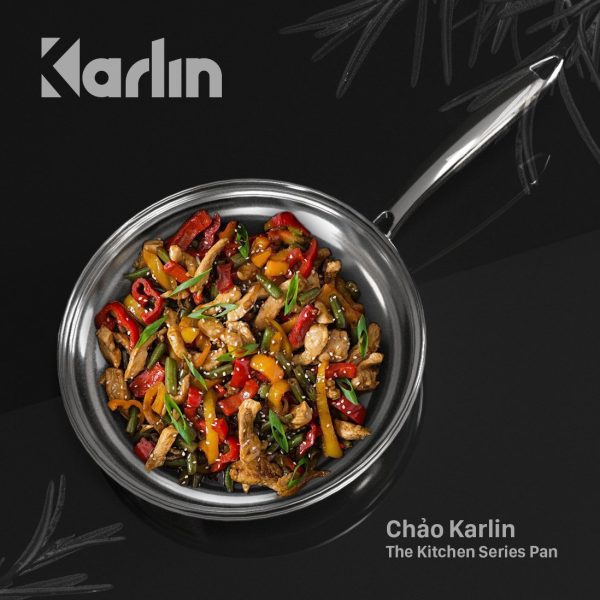 Chảo Karlin Chống Dính Tự Nhiên - Đáy 5 Lớp - Đường Kính 24 cm - Nấu Được Trên Mọi Loại Bếp