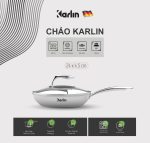 Chảo Karlin Chống Dính Tự Nhiên - Đáy 5 Lớp - Đường Kính 24 cm - Nấu Được Trên Mọi Loại Bếp