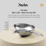 Chảo Karlin Chống Dính Tự Nhiên - PS5 PRO - Đáy 5 Lớp - Sâu lòng 9.5 cm - Đường Kính 24 cm - Nấu Được Trên Mọi Loại Bếp - Không kén bếp