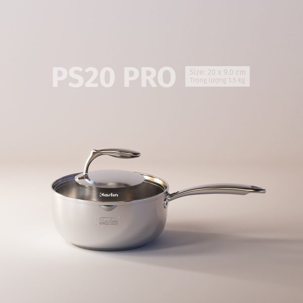 Chảo Karlin Chống Dính Tự Nhiên PS20 PRO - Đáy 5 Lớp - Kiểu Dáng Sang Trọng - Nấu Được Trên Mọi Loại Bếp